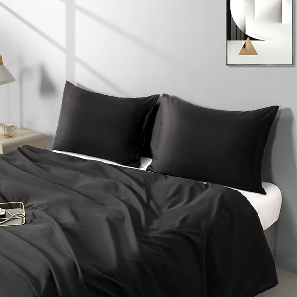 NookZuzu 2 Pack Microfiber Zipper Pillowcases, Soft Comfortable Not Shrink Black Pillow Case, Standard Pillow Cases Set of 2 (20x26 Inches)…