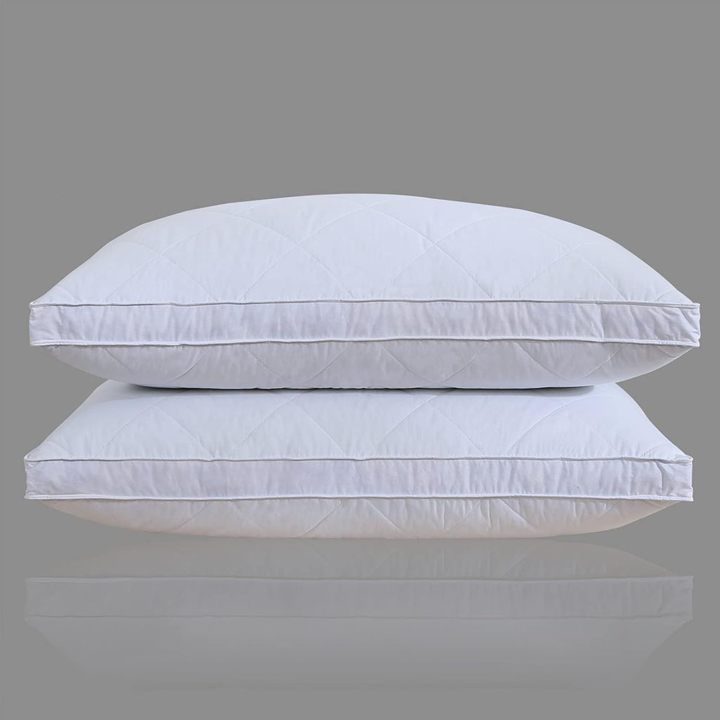 Three Geese Pack of 2 White Goose Feather Polyester Bed Pillows Queen/Standard Size- Soft 600 Thread Count 100% Cotton, Medium Firm, Soft…