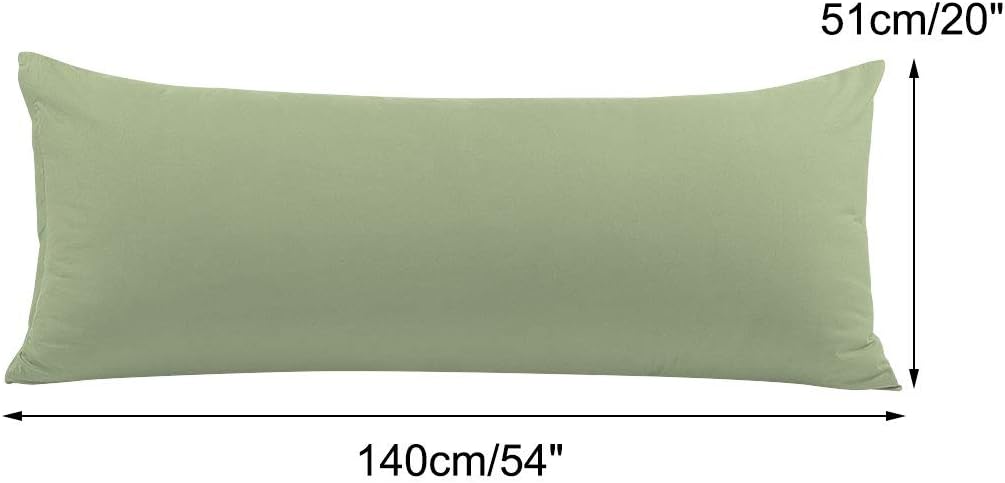 PiccoCasa Body Pillow Cover With Zipper Closure, 110 GSM Brushed Microfiber Case, Soft Long Pillowcase (20"x54") Sage cotton