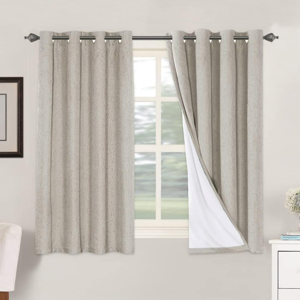 H.VERSAILTEX Linen Blackout Curtains 54 Inches Long 100% Absolutely Blackout Thermal Insulated Textured Linen Look Curtain Draperies…