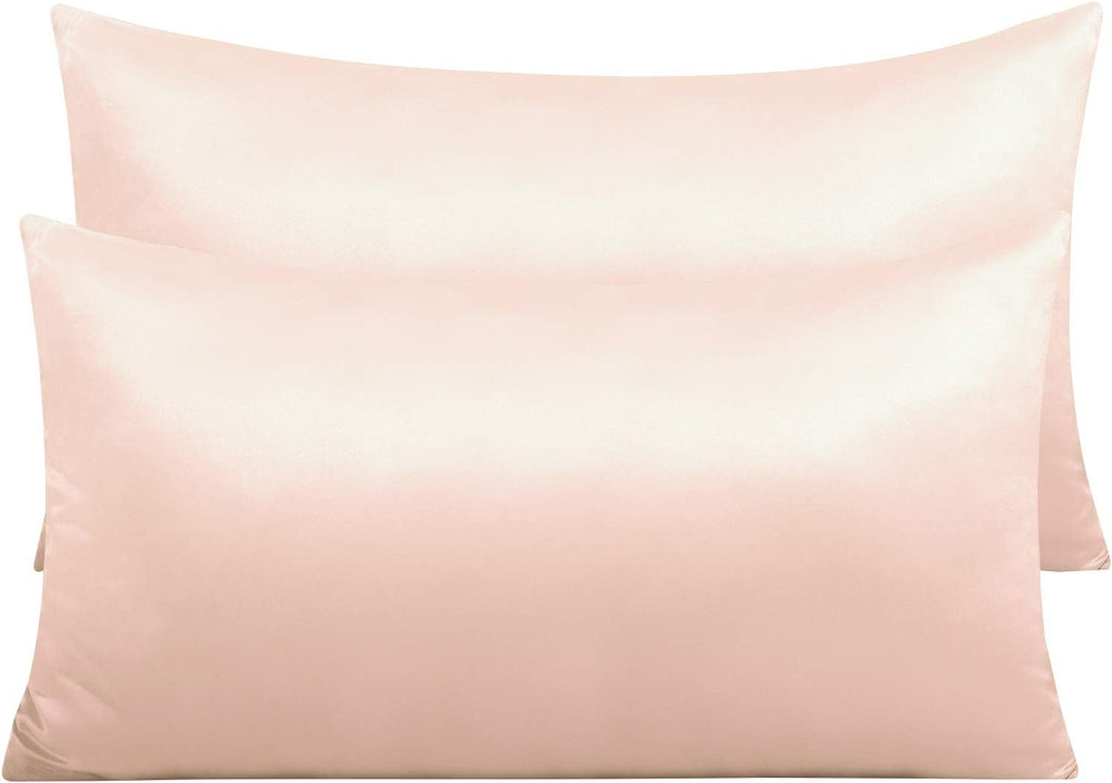 Ntbay Zippered Satin Pillow Cases for Hair and Skin, Luxury King Hidden Zipper Pillowcases Set of 2, 20x36 Inches, Pink 36 Inches Pink