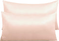 Ntbay Zippered Satin Pillow Cases for Hair and Skin, Luxury King Hidden Zipper Pillowcases Set of 2, 20x36 Inches, Pink 36 Inches Pink