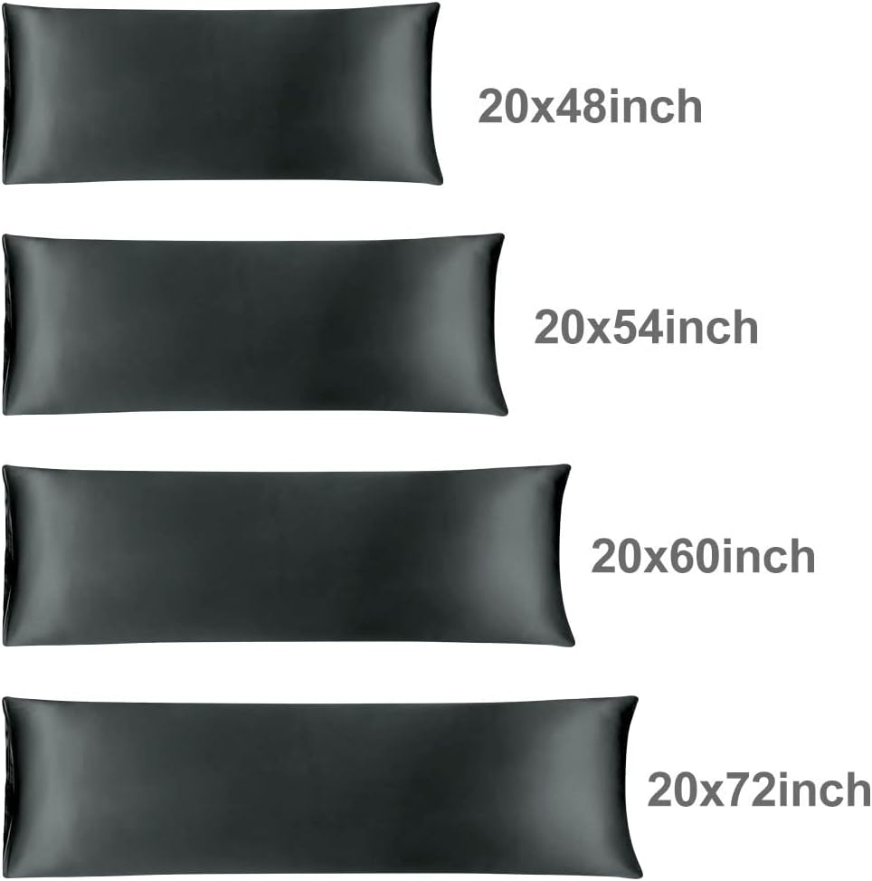 uxcell Body Pillow Cover 20x72 Inch Black Silky Satin Body Pillowcases for Hair and Skin Luxury Cooling Soft Smooth Washable