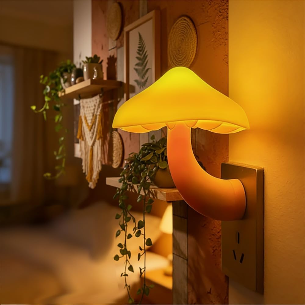 APAKI 3 Pack LED Mushroom Night Light Plug in Lamp Warm Yellow Light Sensor Night Lights Plug into Wall, Dusk to Dawn Sensor NightLi…