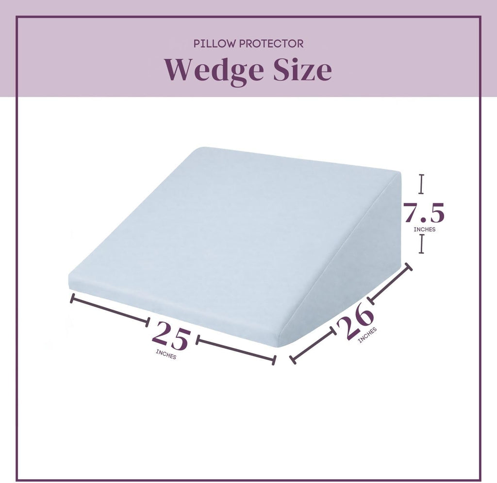 CirclesHome Wedge Pillow Cover 100% Cotton, Zippered Wedge Pillow Case Protector, Soft, Hypoallergenic & Breathable -Light Blue, (25Wx26Lx7…