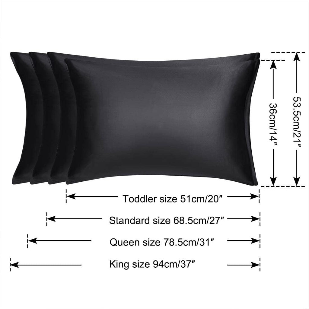 uxcell Standard Satin Pillowcase with Zipper, Super Soft and Luxury, Silky Pillow Cases Covers Set of 2, 21"x27", Black