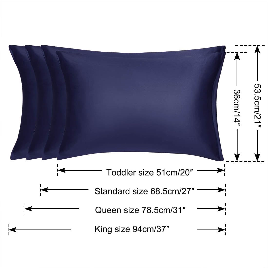 uxcell Queen Satin Pillowcase with Zipper, Super Soft and Luxury, Silky Pillow Cases Covers Set of 2, 21"x31", Navy