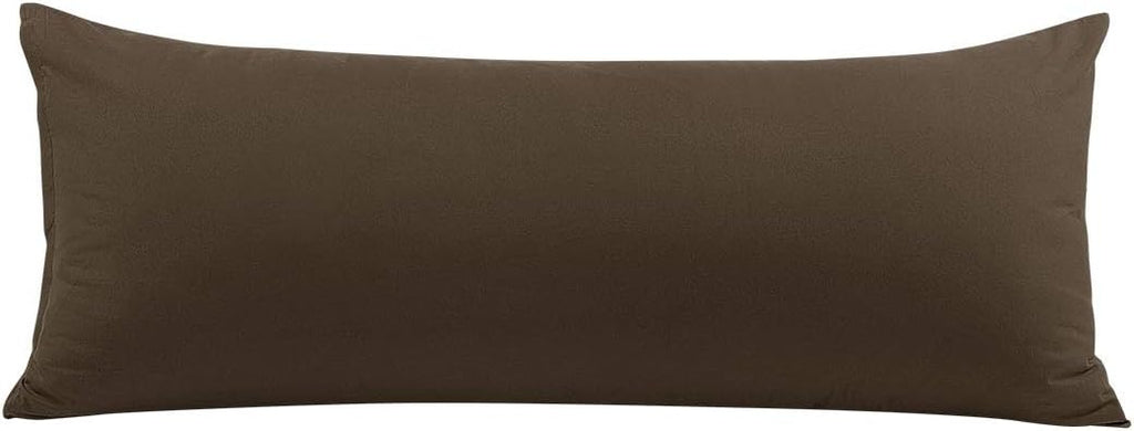 PiccoCasa Body Pillow Cover with Zipper Closure, 110 GSM Brushed Microfiber, Brown (20"x48") cotton