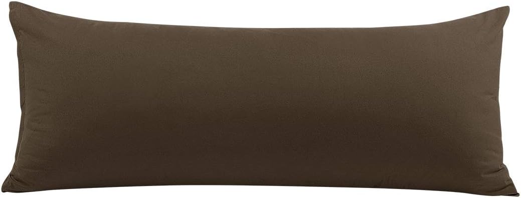 PiccoCasa Body Pillow Cover with Zipper Closure, 110 GSM Brushed Microfiber, Brown (20"x48") cotton