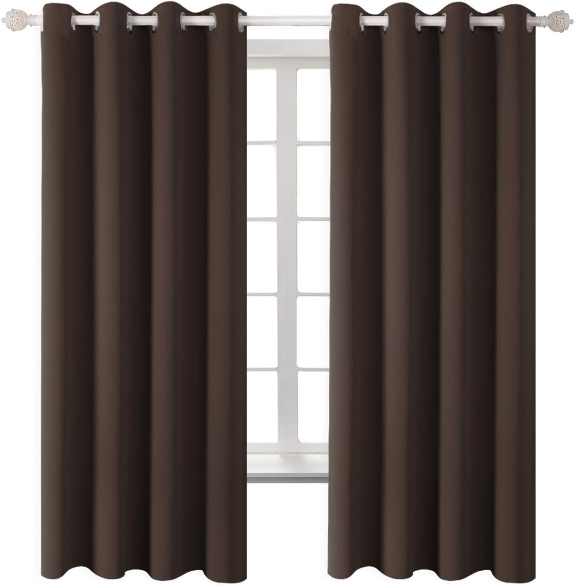 BGment Blackout Curtains for Bedroom - Grommet Thermal Insulated Room Darkening Curtains for Living Room, Set of 2 Panels (52 x 72 Inch, Br…