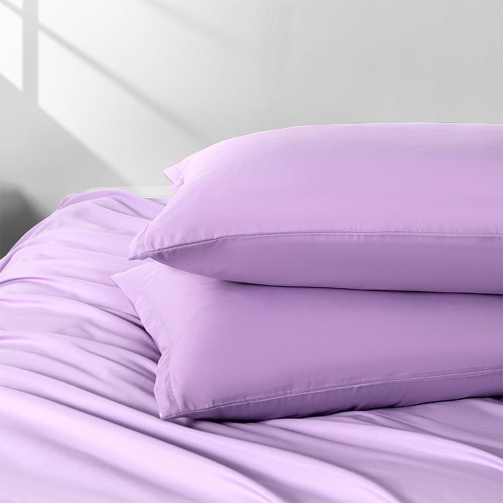 NookZuzu 2 Pack Microfiber Zipper Pillowcases, Soft Comfortable Not Shrink Purple Pillow Case, Standard Pillow Cases Set of 2 (20x26 Inches…