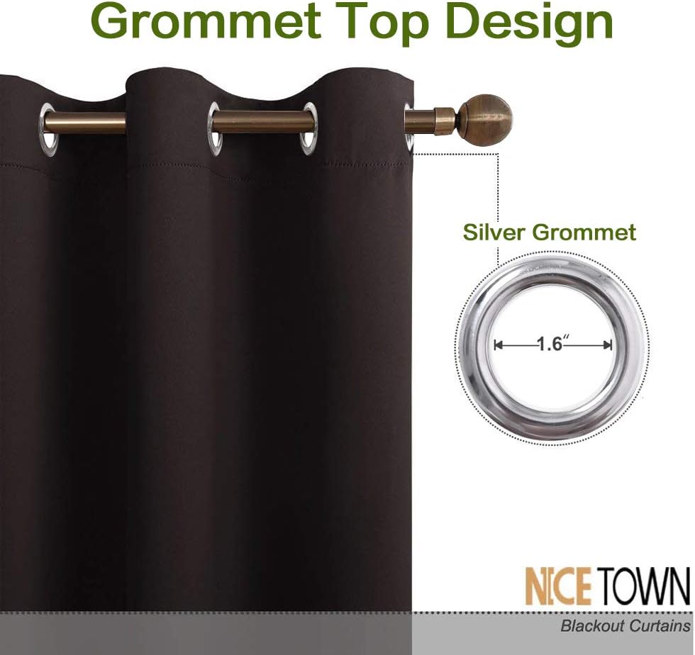 NICETOWN Thermal Insulated Blackout Curtain and Drapery Triple Weave Soundproof Solid Ring Top Window Drape for Bedroom (Sold…