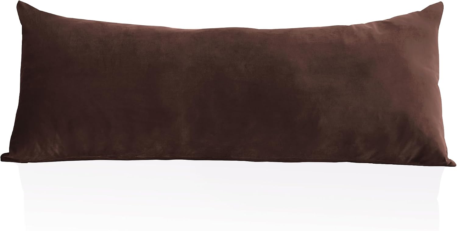StangH Brown Velvet Body Pillow Cover 20x54 Inches, Super Soft Cozy Luxury Fuzzy Flannel Long Pillowcase with Zipper, Decorative Pillow Cas…