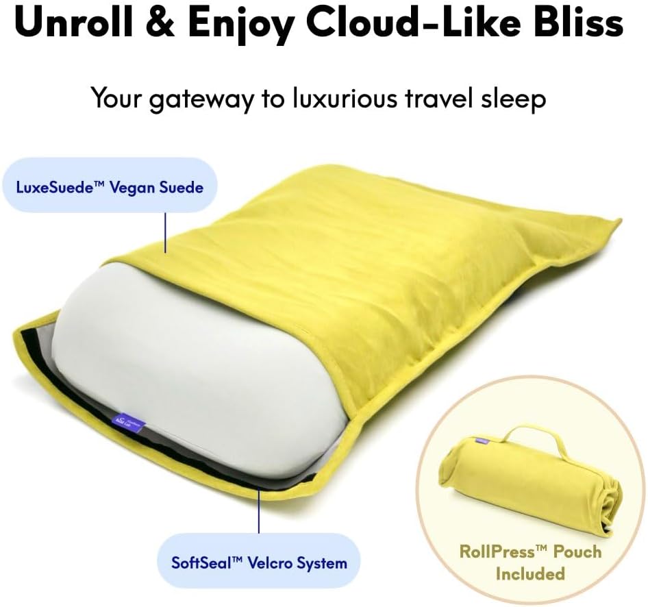 Cushion Lab Travel Deep Sleep Pillow – Compact Memory Foam Neck Pillow for Sleeping, Portable Pillow for Hotels, Camping, Side & Back…