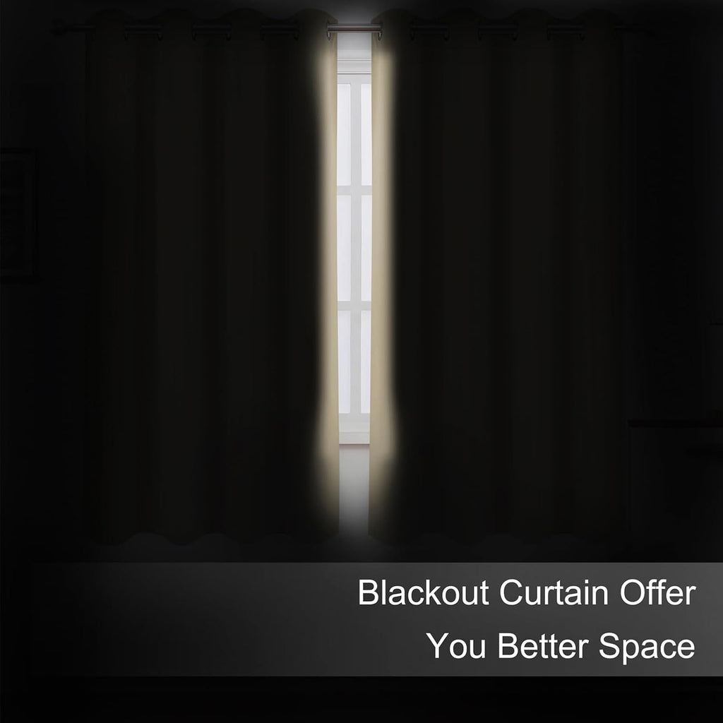 Lemomo Blackout Curtains 66 x 72 Inch Long Beige Curtains Set of 2 Panels Room Darkening Curtains for Bedroom and Living Room 72 Inch silver