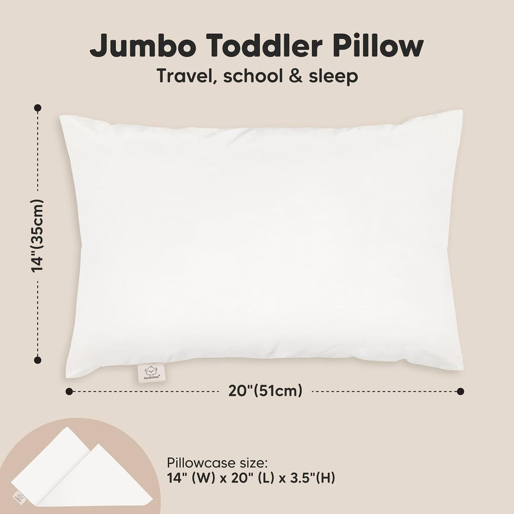 KeaBabies Toddler Pillow with Pillowcase, Jumbo 14X20 - Soft Organic Cotton Toddler Pillows for Sleeping - Machine Washable - Perfect for…