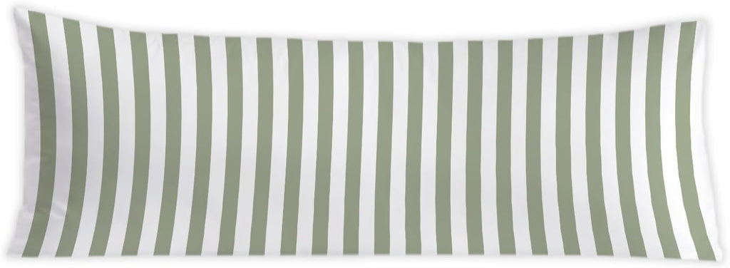 Sage Green Striped 20x54 Body Pillow Cover, Preppy Room Dorm Decor, Sage Green and White Line Decorative Long Body Pillow Cases for Bed…