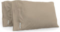 QuickZip Sateen Pillow Case Standard/Queen Size (20” X 32”) Pillowcases, Set of 2, 100% Cotton Pillow Covers with Envelope Closure, Sand