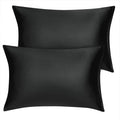 uxcell King Satin Pillowcase with Zipper, Super Soft and Luxury, Silky Pillow Cases Covers Set of 2, 21"x37", Black