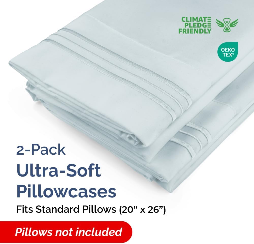 Standard Pillow Cases Set of 2 - Ultra-Soft Hotel Quality Pillowcase Covers - Comfy & Wrinkle Free - Stain and Fade Resistant - Machine…