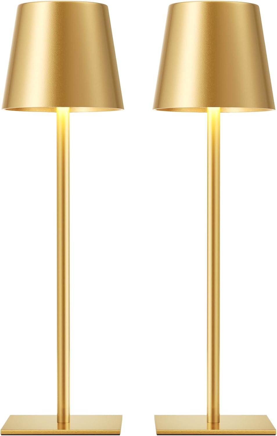 Gold Cordless Rechargeable Table Lamp, 2 Pack Portable Desk Lamp with 5000mAh Battery, Touch Control Stepless Dimming, Wireless Night…