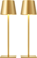 Gold Cordless Rechargeable Table Lamp, 2 Pack Portable Desk Lamp with 5000mAh Battery, Touch Control Stepless Dimming, Wireless Night…