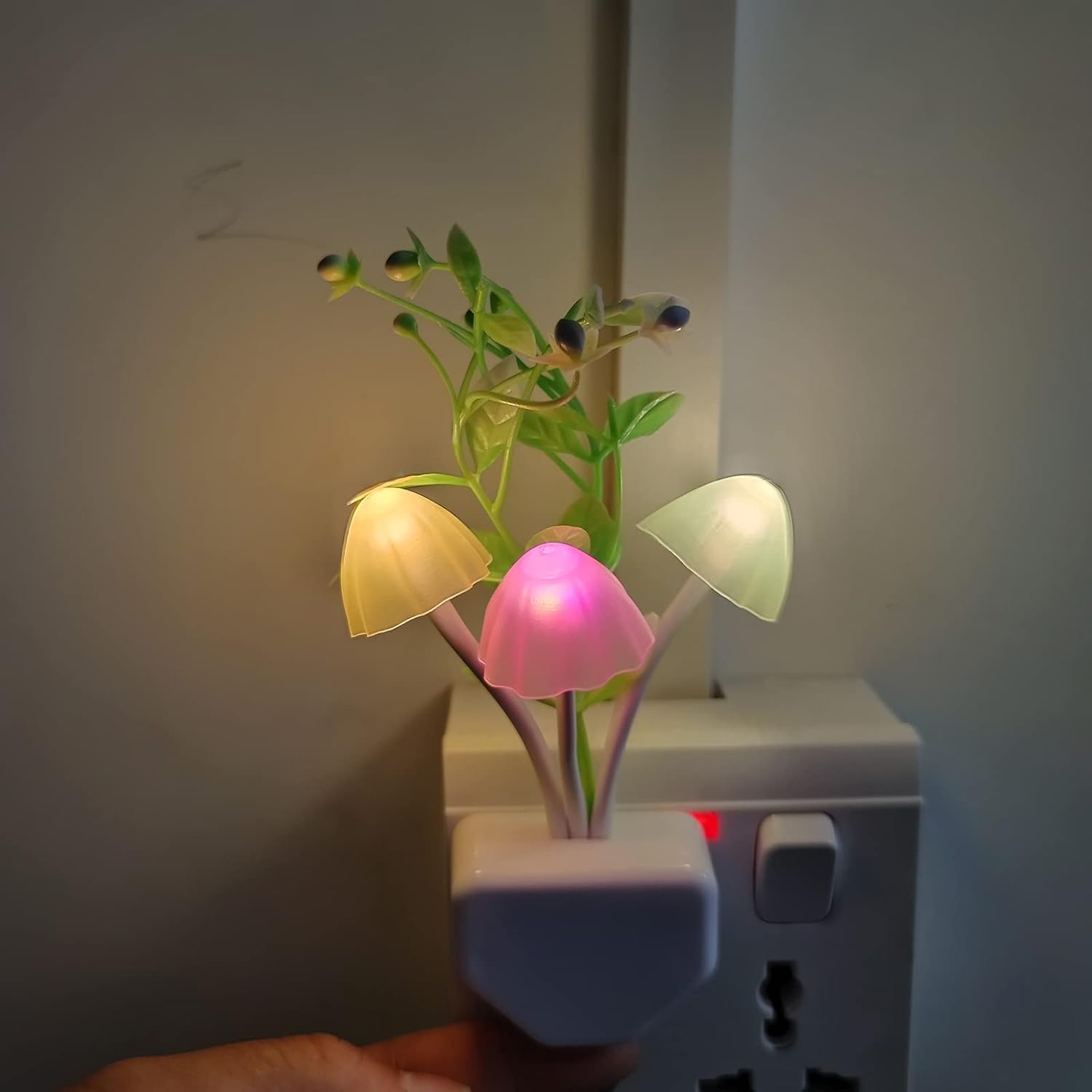 AUSAYE 4 Pack Plug in Night Light, Color Changing Mushroom Light LED Nightlights with Smart Dusk to Dawn Sensor for Kids, Adults…