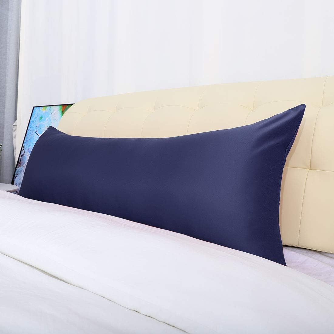 uxcell Body Pillow Cover, 20x60 Inch Navy Silky Satin Body Pillowcases for Hair and Skin, Soft Cooling Smooth Pillow Case with Envelope…