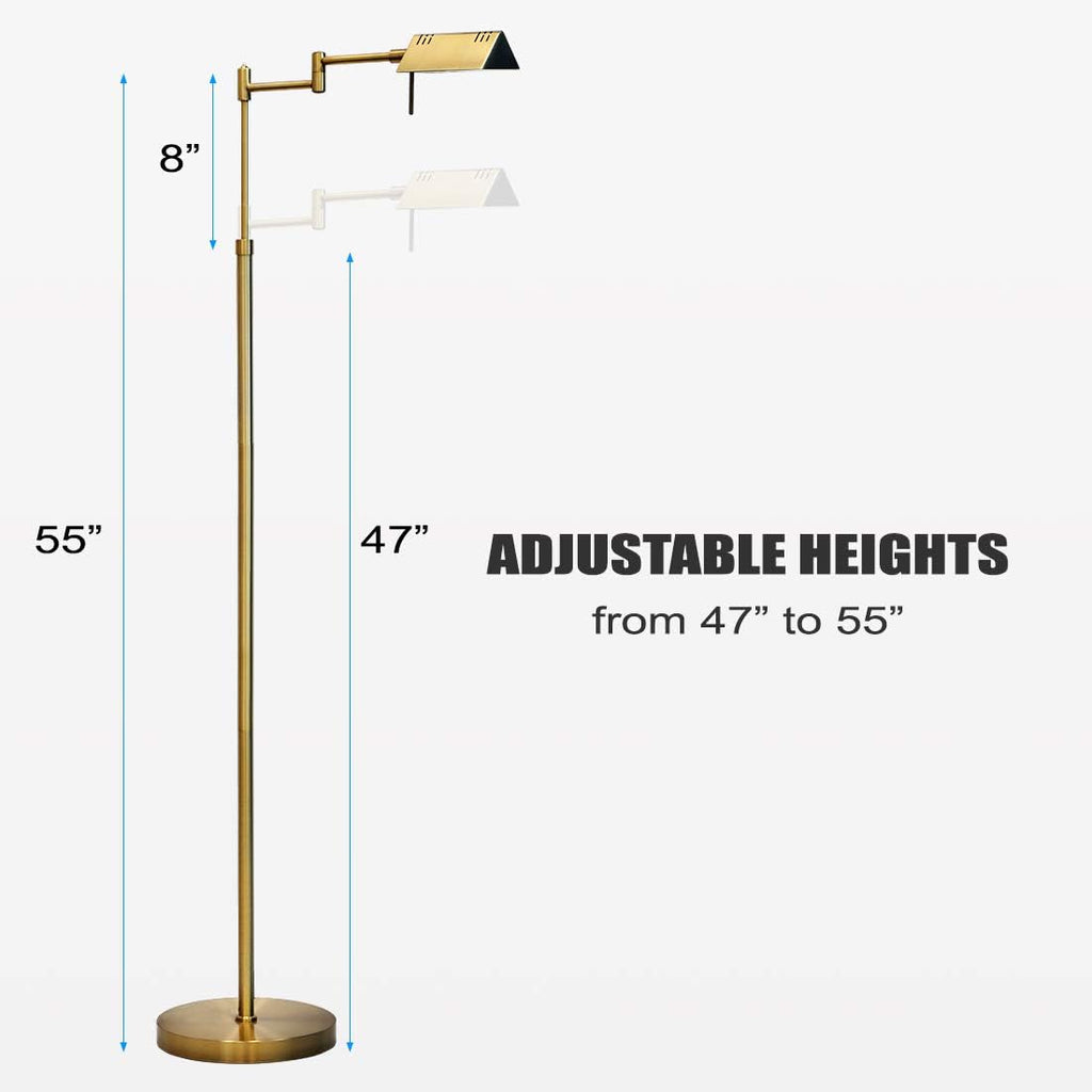 O’Bright Dimmable LED Pharmacy Floor Lamp, 12W LED, Full Range Dimming, 360 Degree Swing Arms, Adjustable Heights, Standing Lamp for…