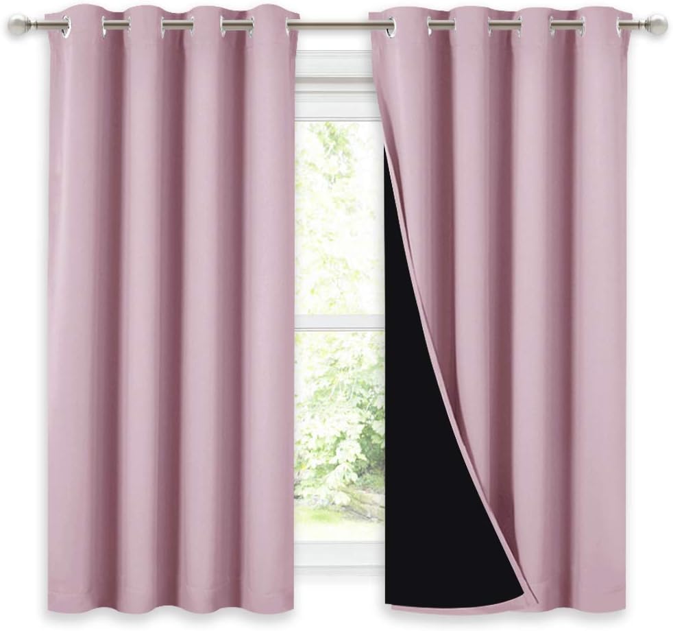 Nicetown Room Warming Curtains, 100% Blackout Curtains 54 inches Long, 2 Thick Layers Completely Blocking Out All Light Lined Drapes for Sm…