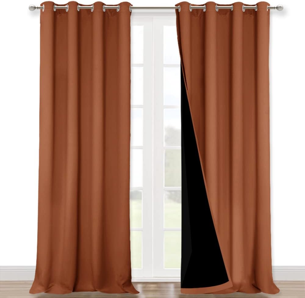 Nicetown Full Shading Curtains 90 inches Long 2 Panels Set for Windows, Super Heavy-Duty Black Lined Blackout Curtains for Bedroom, Privacy…