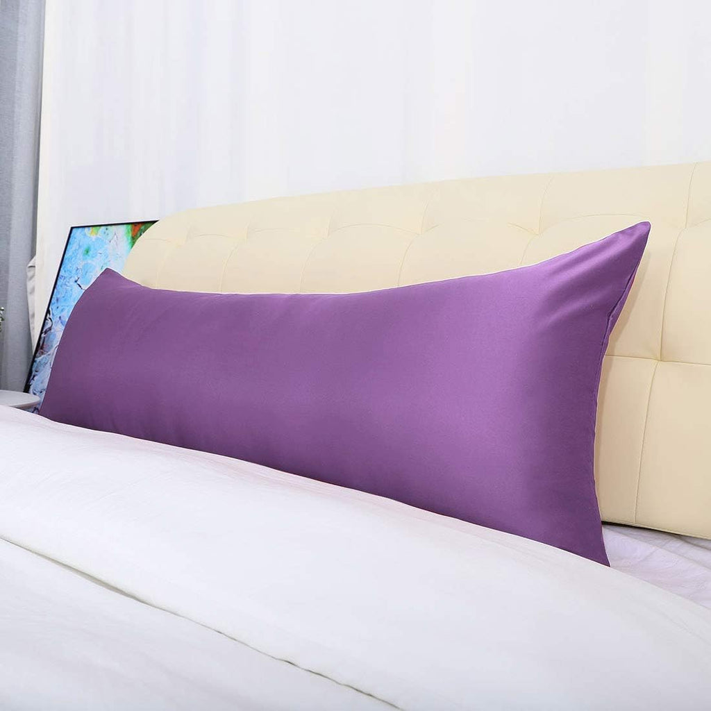 uxcell Body Pillow Cover, 20x54 Inch Purple Silky Satin Body Pillowcases for Hair and Skin, Soft Cooling Smooth Pillow Case with Envelope…