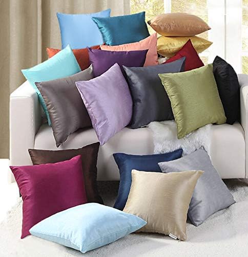 Faylapa 4 Pack Satin Throw Pillow Cases, Sky Blue Heavy Silk Satin Decorative Pillow Covers Solid Dyed Soft Pillow Cover Home Decor,20" x…