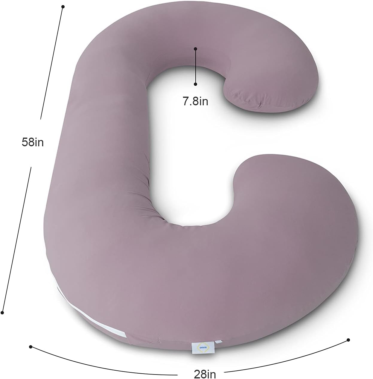 INSEN Pregnancy Pillows for Sleeping, Maternity Pillow with Cooling Cotton Cover, C Shaped for Pregnant Women, Natural Purple