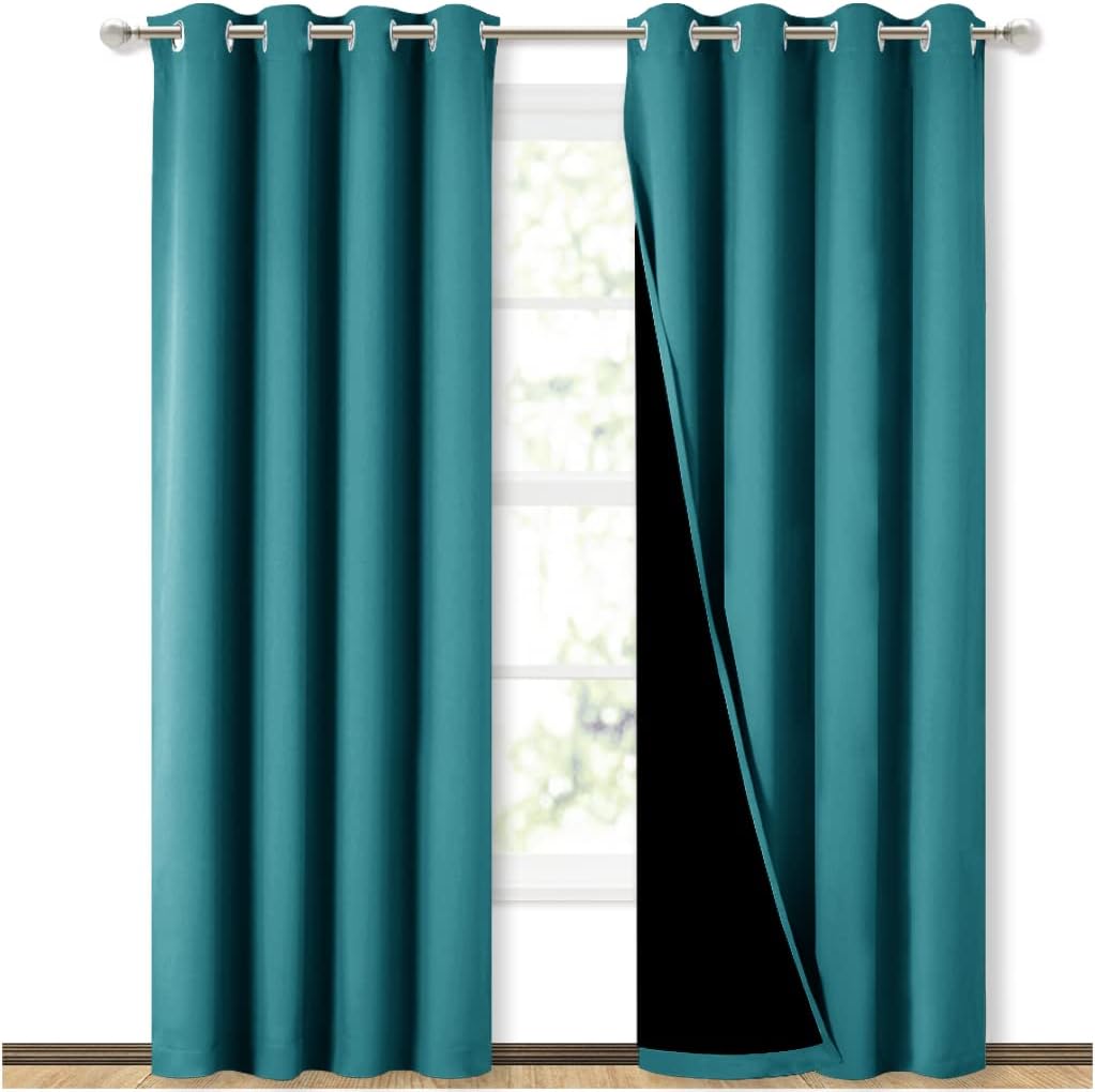Nicetown 100% Blackout Curtains 84 inches Long, Pair of Energy Smart & Noise Blocking Out Drapes for Baby Room Window, Thermal Insulated Gu…