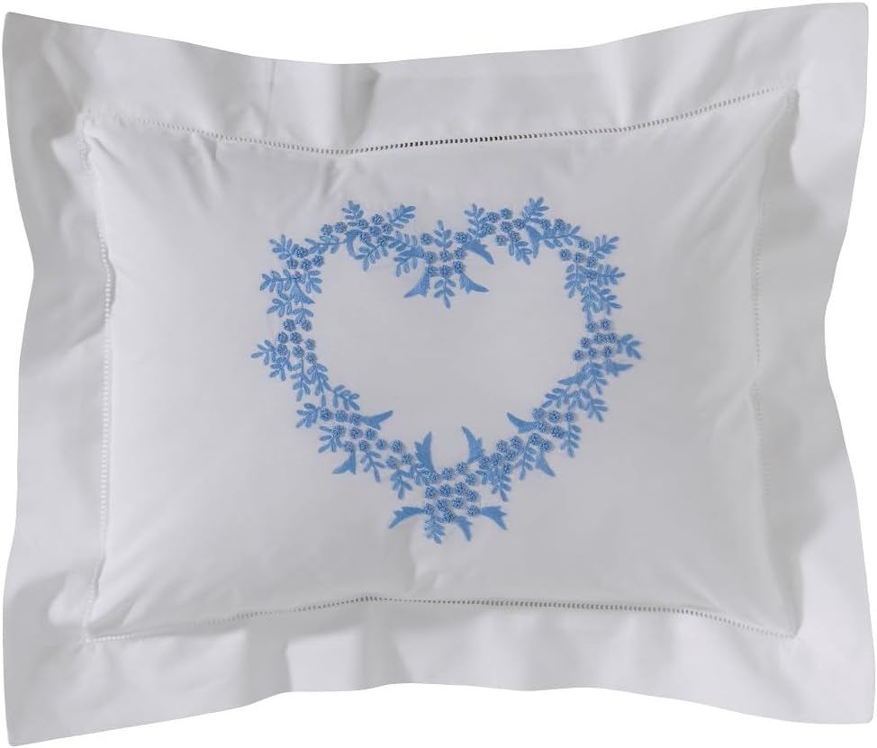 Jacaranda Living Embroidered Boudoir Pillow Cover, 12x16 Decorative Linen Accent Cushion Cover, Cotton Percale, Elegant Floral Design for…