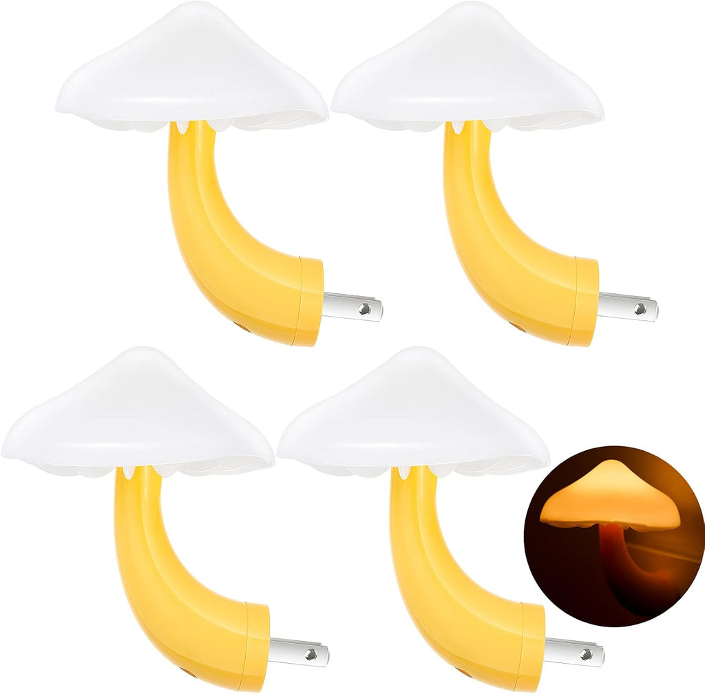Honoson 4 Pieces Mushroom Night Light LED Night Light Plug in Lamp 7 Color Magic Mini Pretty Mushroom Shaped Lamp Adults(Yellow Light…
