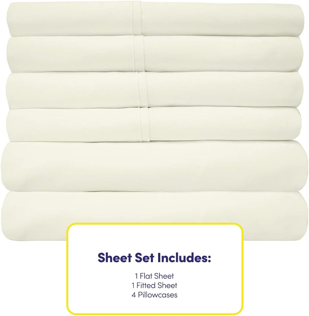 Queen Sheets Ivory - 6 Piece 1500 Supreme Deluxe Collection Deep Pocket Ultra Soft Queen Sheet Set Bedding - 2 Extra Pillow Cases, Great…