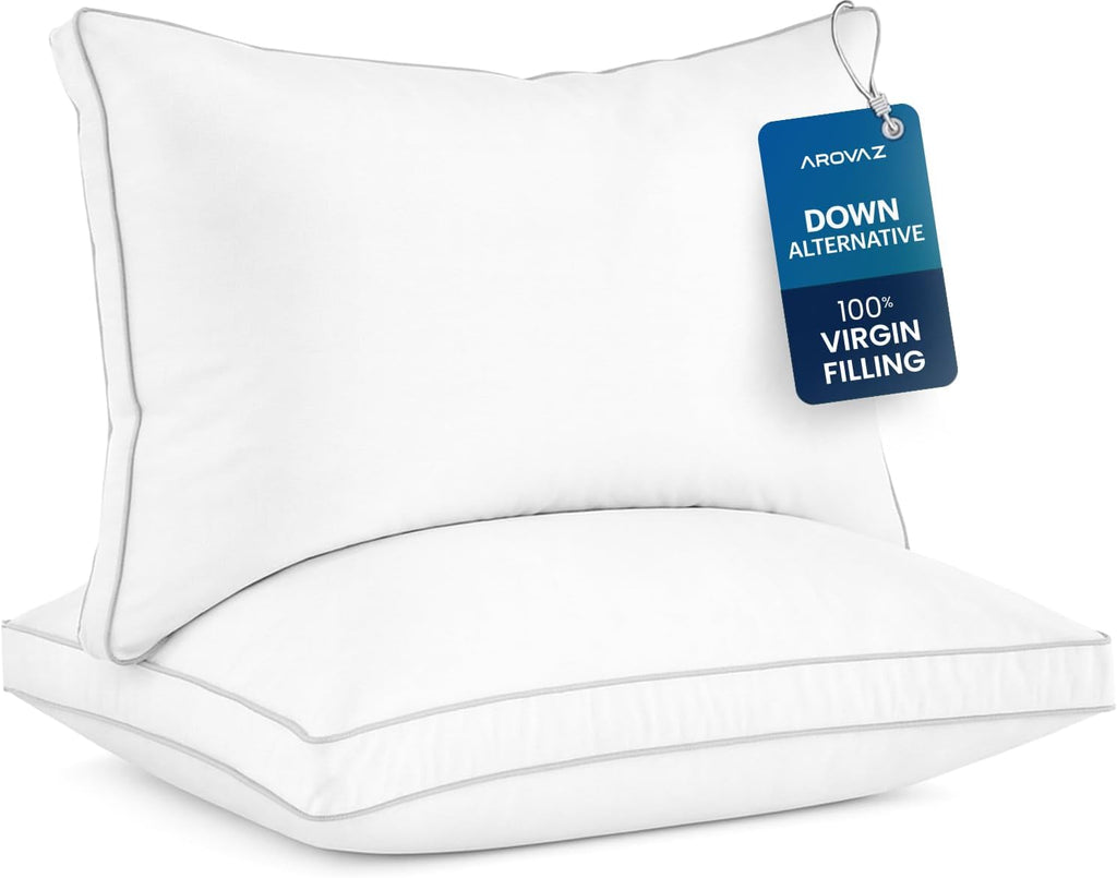 AROVAZ Bed Pillows for Sleeping Set of 2 (White), Soft Down Alternative Pillow for Back, Stomach or Side Sleepers, Comfortable Fluff…