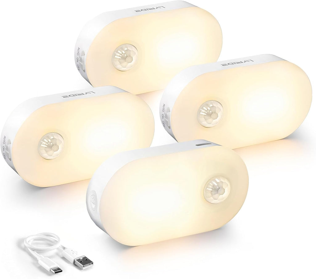 Lyridz Rechargeable Battery Night Light with Motion Sensor, Stick on Anywhere, 1-20LM Dimmable LED Nightlights for the Bedroom, Bathroom…