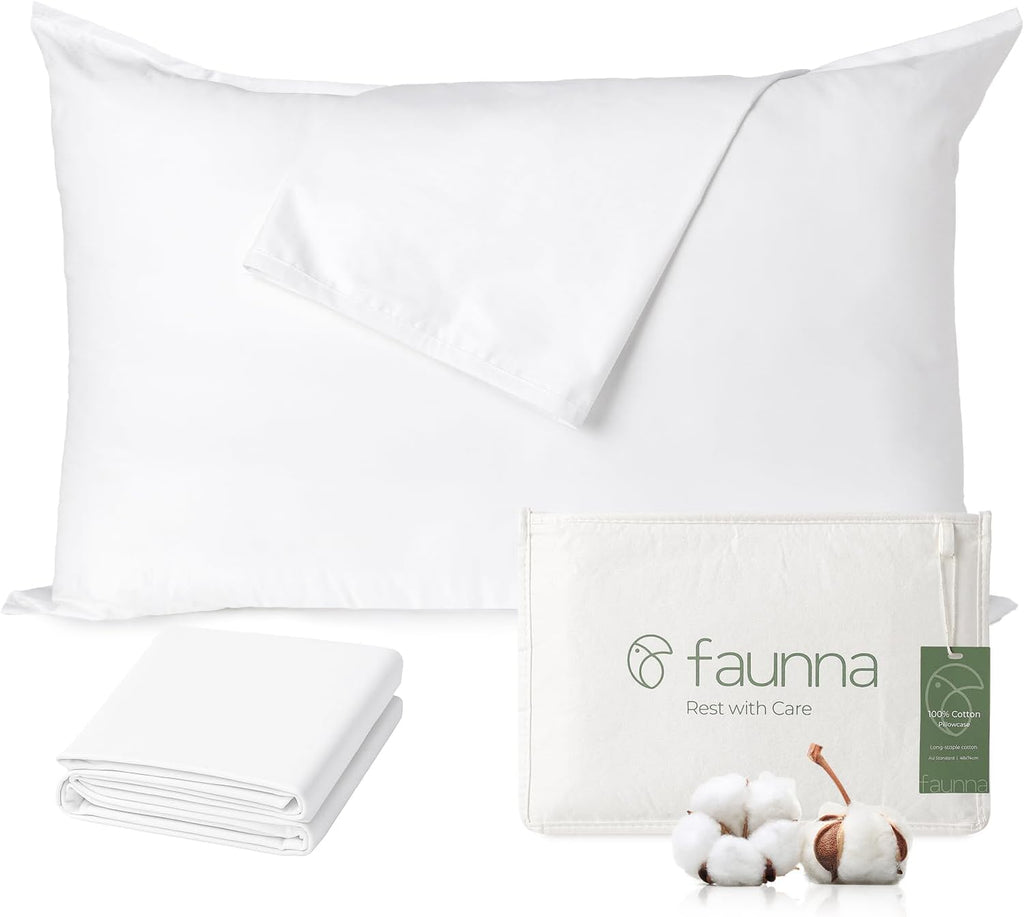 Faunna 100% Cotton Pillow Protectors, Bed Bug Proof, Hypoallergenic, Featuring odor-control Product Protection for Enhanced Freshness, - B…