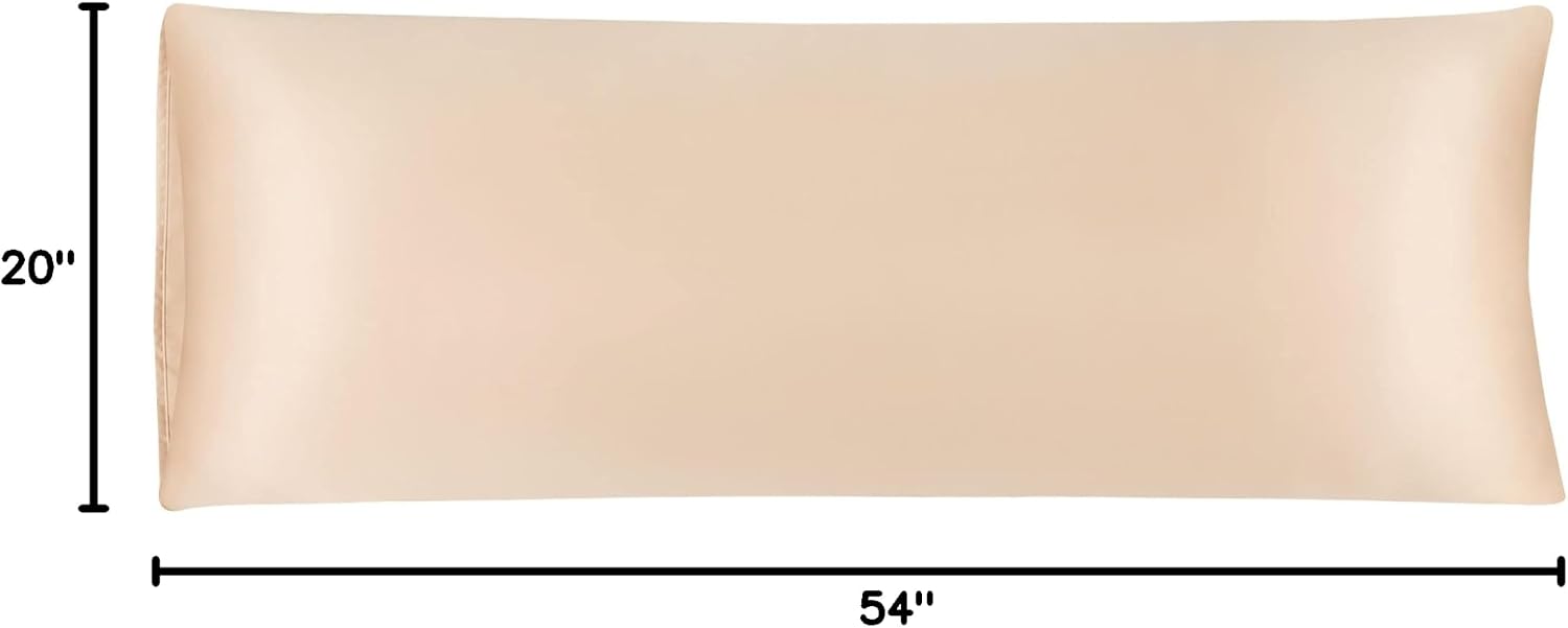 uxcell Body Pillow Cover 20x54 Inch Champagne Silky Satin Body Pillowcases for Hair and Skin Luxury Cooling Soft Smooth Washable