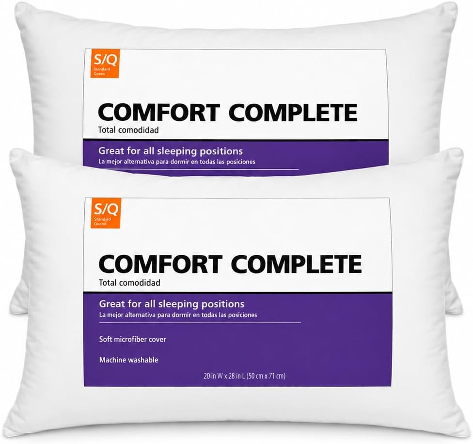 Bed Pillows Standard Queen Size, 2 Pack Soft Sleeping Pillows for Bed, Medium Loft Supportive Pillows for Side Back & Stomach Sleepers…