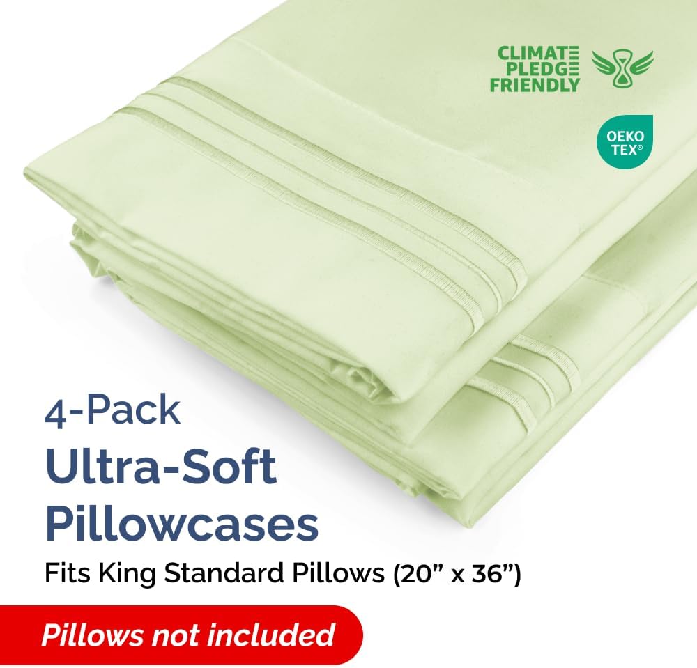 King Standard Pillow Cases Set of 4 - Soft Hotel Quality Pillowcase Covers - Comfy Bedding for Women, Men, Kids & Teens - Machine…
