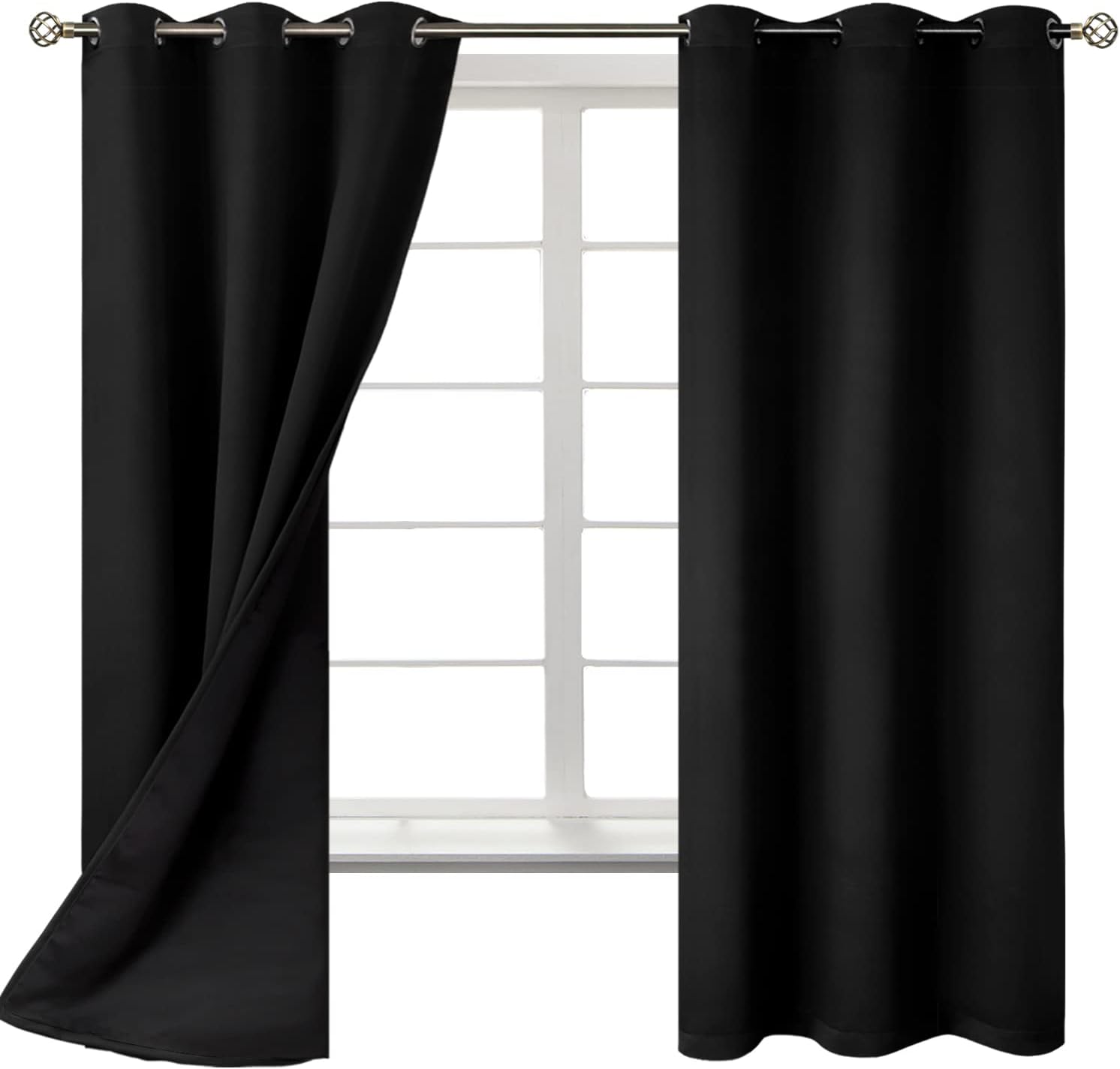 BGment Black Blackout Curtains for Bedroom - Black Out Curtains 63 Inch Long Thermal Insulated Grommet Total Room Darkening Window Drapes f…