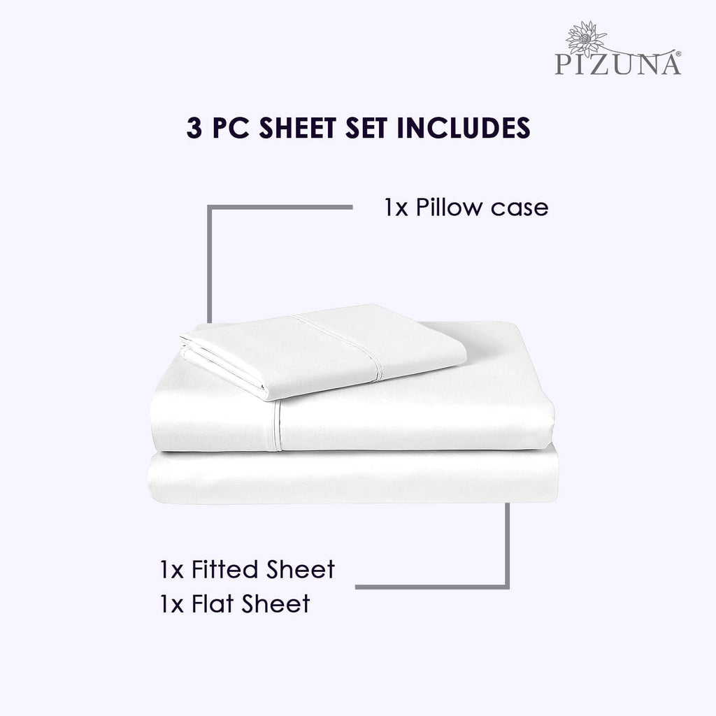 Pizuna Twin Sheet Set 100% Luxury Cotton 800 Thread Count Soft Sateen Weave Breathable Hotel Quality Cooling Bed Sheets Twin Size Bedding S…