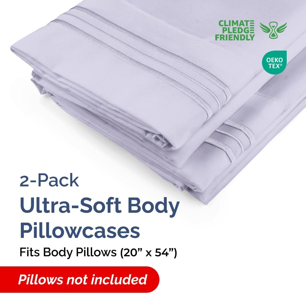 Body Pillowcases Set of 2-20x54 Long Body Pillow Case - Soft Body Pillow Cover for Sleeping & Side Sleepers - Comfy, Wrinkle & Fade Free…