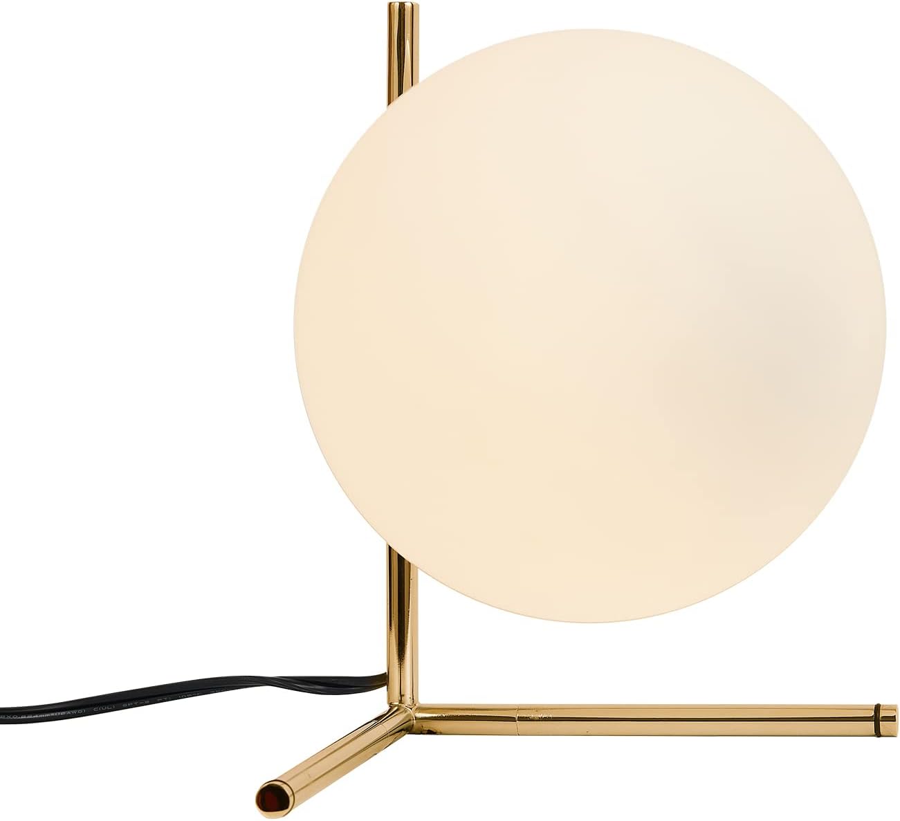 BOKT Mid Century Modern Brass Table Lamp Contemporary Gold Glass Globe Desk Lamp Vintage Bedroom Bedside Reading Lamp Golden Metal…