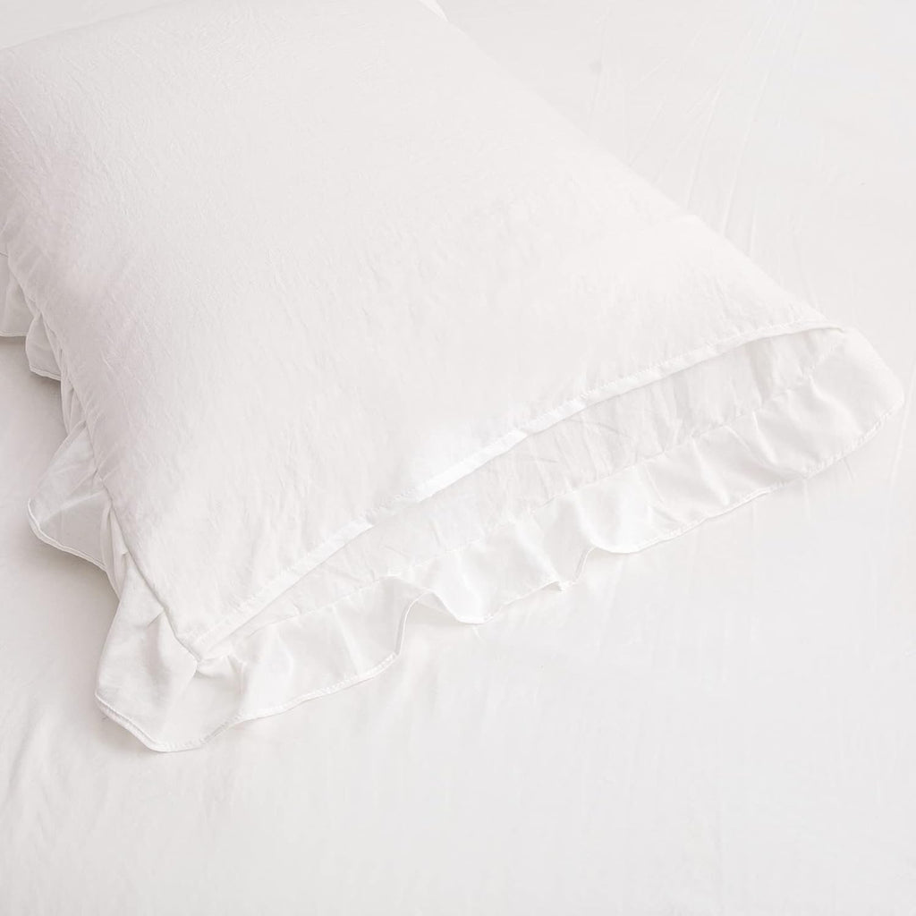 Merryword White Pillowcases, Cute Pillowcases, Offwhite Standard Pillowshams Set of 2, Solid Ruffled Fringe Pillowcases, White Shabby Chic…