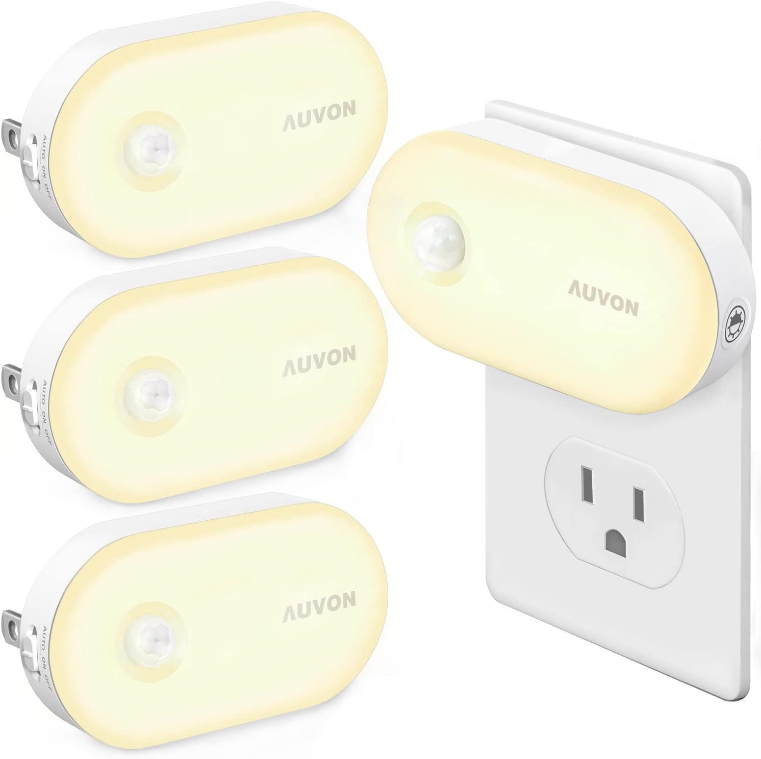 AUVON Night Light Plug in with Motion Sensor (120 Lumens), Dimmable Smart LED Night Lights, 1-120lm Brightness, for Bathroom, Hallway…